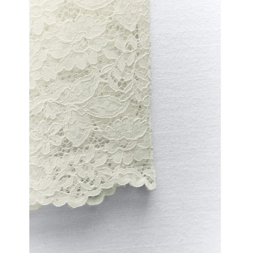 Zara LACE DETAIL CROPPED PANTS - Picture 6 of 9